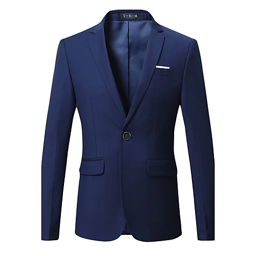 

Men's Blazer Work Solid Colored Spandex / Cotton Men's Suit Wine / Gray / White - Peaked Lapel / Fall / Spring / Long Sleeve