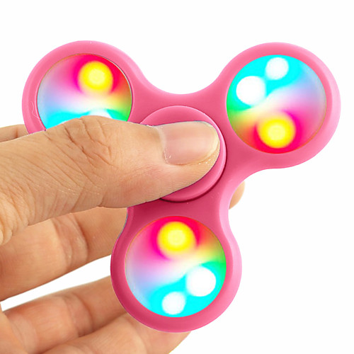 

LED Fidget Spinner Staycation Night Light Hand Tri Finger Gyro Toy Stress and Anxiety Relief Color-Changing Built-in Li-Battery Powered