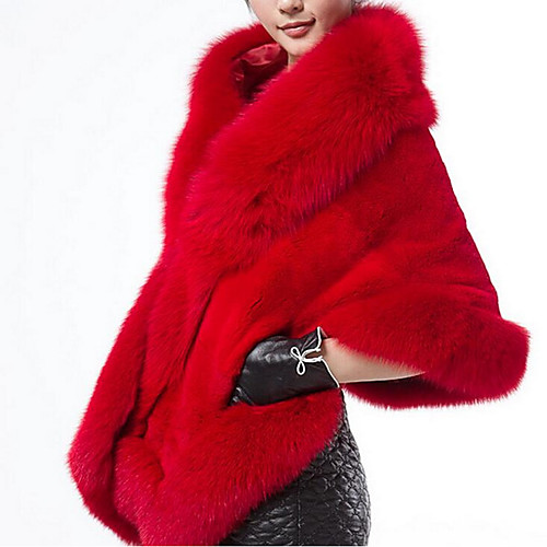 

Women's Fur Coat Daily Fall Winter Regular Coat Square Neck Jacket Half Sleeve Solid Colored Wine Gray / Faux Fur