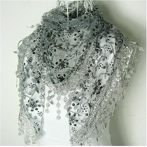 

Women's Triangle Scarf Going out Silk Scarf Multi Color / Embroidery / Print