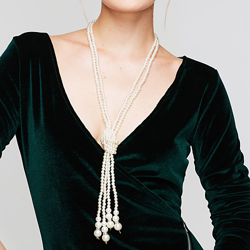 

Women's Pearl Beaded Necklace Y Necklace Layered Lariat Ladies Elegant Multi Layer Pearl Imitation Pearl White Necklace Jewelry For Party Wedding Casual Daily / Long Necklace / Pearl Necklace