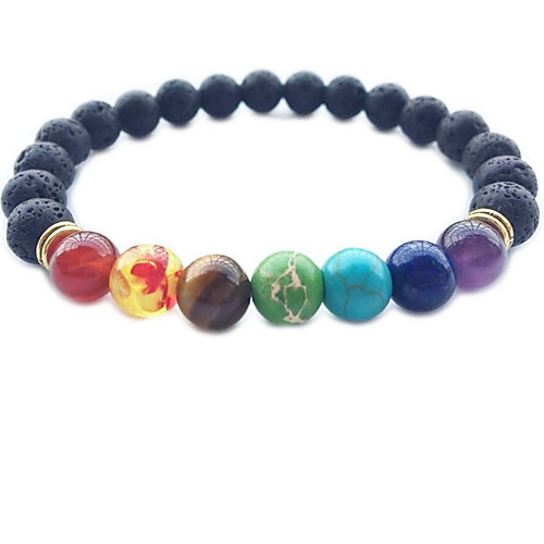 

Women's Men's Crystal Obsidian Bead Bracelet Love Rainbow Chakra Personalized Basic Fashion Vintage Classic Crystal Bracelet Jewelry Rainbow For Christmas Party Wedding Birthday New Baby Street
