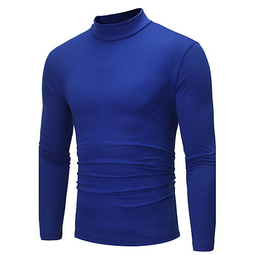 

Men's T shirt Solid Colored Long Sleeve Party Tops Cotton Active Basic Streetwear White Black Royal Blue