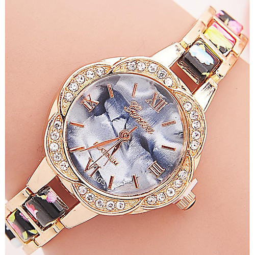 

Geneva Women's Bracelet Watch Diamond Watch Quartz Black / Blue / Red Rhinestone Colorful Analog Ladies Flower Casual Fashion - Blue Pink Light Green One Year Battery Life / Tianqiu 377