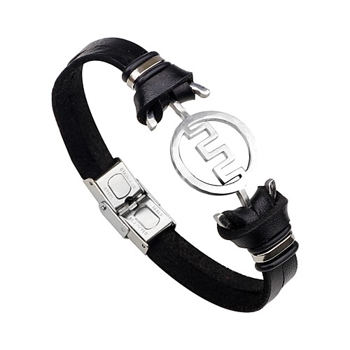 

Men's Women's Leather Bracelet Rock Fashion Hip-Hop Stainless Steel Bracelet Jewelry Black / Brown For Daily Stage Going out Club / Gold Plated