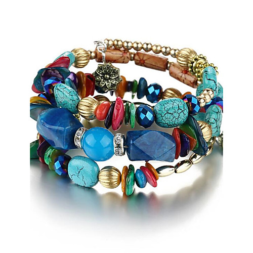 

Women's Unisex Chain Bracelet Wrap Bracelet Flower Natural Bohemian Fashion Alloy Bracelet Jewelry Red / Blue / Green For Party Birthday Gift Casual Stage