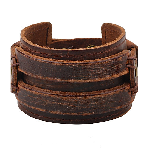 

Men's Leather Bracelet Fashion Hip-Hop Leather Bracelet Jewelry Black / Brown For Casual Stage