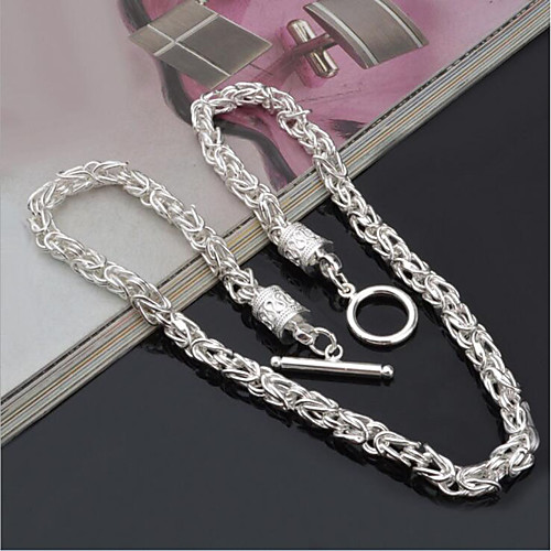 

Men's Choker Necklace Dragon Simple Style Silver Plated Silver Necklace Jewelry For Daily