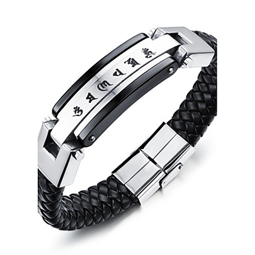

Men's Cuff Bracelet Leather Bracelet Bracelet Geometrical woven Personalized Fashion Stainless Steel Bracelet Jewelry Gold / Silver For Casual Office & Career