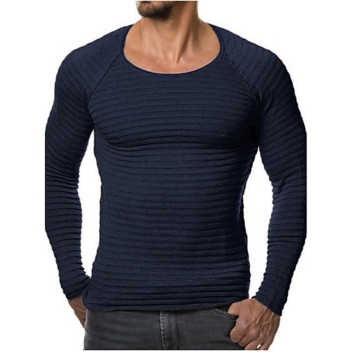 

Men's Solid Colored Pullover Long Sleeve Plus Size Regular Sweater Cardigans Round Neck Fall Winter White Black Wine / Sports