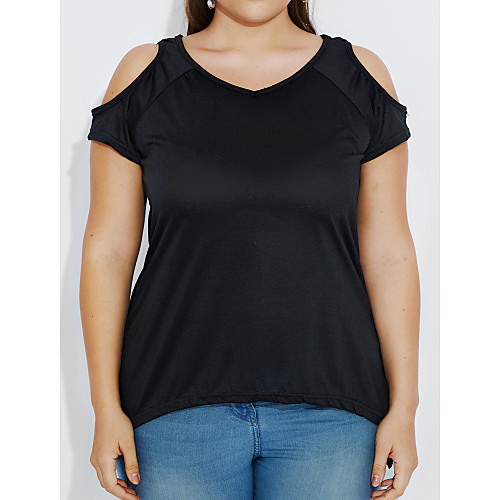 

Women's T shirt Solid Colored Plus Size Tassel Fringe Short Sleeve Daily Tops Cotton Tassel Wine Black Army Green