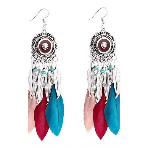 

Women's Drop Earrings Hoop Earrings Luxury Bohemian Feather Earrings Jewelry Red / Rainbow / Dark Navy For Gift Casual