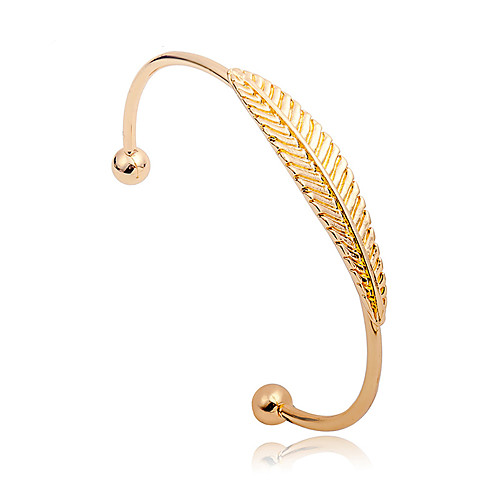

Women's Men's Cuff Bracelet Leaf Fashion Simple Style Alloy Bracelet Jewelry Silver / Gold For Party Birthday Street Gift Casual Graduation