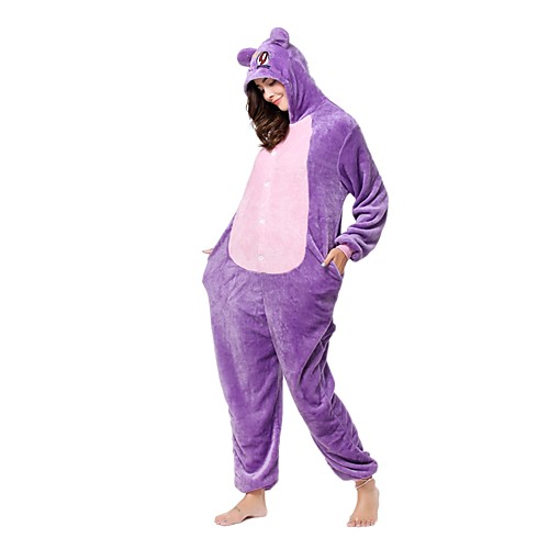

Adults' Kigurumi Pajamas Cat Monkey Onesie Pajamas Flannel Toison Purple Cosplay For Men and Women Animal Sleepwear Cartoon Festival / Holiday Costumes