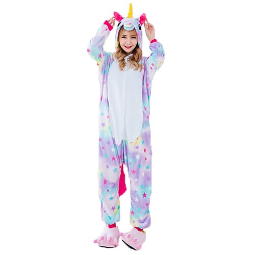 

Adults' Cosplay Costume Kigurumi Pajamas Unicorn Flying Horse Pony Onesie Pajamas Flannel Fabric Rainbow Cosplay For Men and Women Animal Sleepwear Cartoon Festival / Holiday Costumes