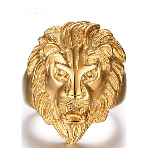 

Band Ring Gold Stainless Steel Lion Bohemian Hip Hop 8 9 10 11 12 / Men's