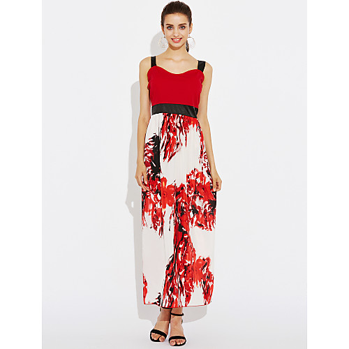 

Women's Lace Maxi long Dress Red Sleeveless Galaxy Fall Summer Round Neck Streetwear Sophisticated Floral L XL XXL 3XL / Cotton / Silk / Little Black / Cotton