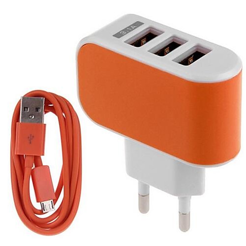

Home Charger / Portable Charger USB Charger EU Plug Charger Kit / Multi Ports 3 USB Ports 3.1 A for