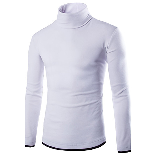 

Men's Patchwork Color Block Pullover Long Sleeve Regular Sweater Cardigans Turtleneck Fall White Black Purple
