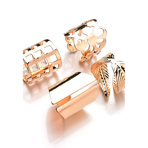 

Band Ring Silver Gold Metal Alloy Leaf Ladies Unusual Unique Design Adjustable / Women's