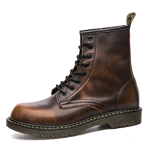 

Men's Combat Boots Leather Fall / Winter Minimalism Boots Black / Brown / Red / Rivet / EU40