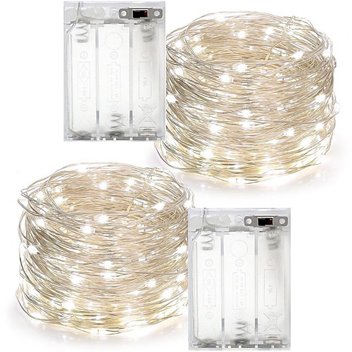 

2PCS 10M(25M) 100Leds 3AAA 4.5V Battery Powered Waterproof Decoration LED Copper Wire Lights String for Christmas Festival Wedding Party