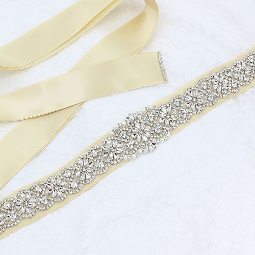 

Satin / Tulle Wedding / Special Occasion Sash With Rhinestone / Imitation Pearl Sashes