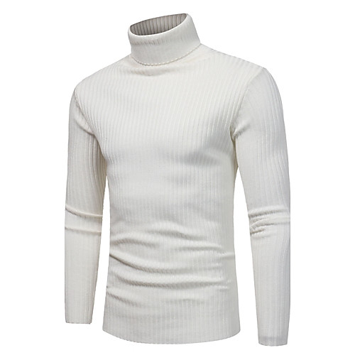 

Men's Solid Colored Pullover Long Sleeve Slim Regular Sweater Cardigans Turtleneck Fall Winter White Light gray Navy Blue / Weekend