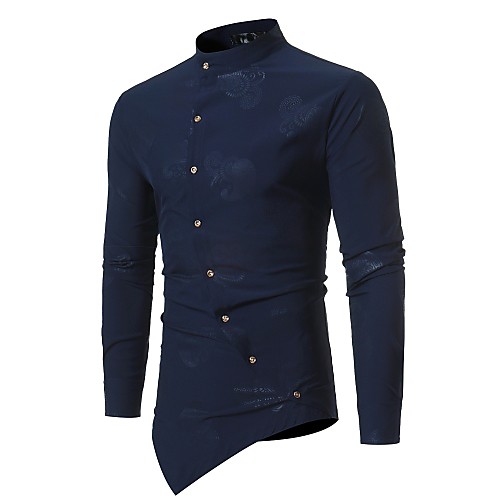

Men's Shirt Floral Long Sleeve Daily Tops White Black Wine