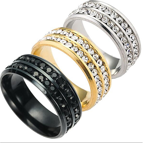

Band Ring Round Cut Silver Gold Black Titanium Steel Fashion 6 7 8 9 10 / Men's