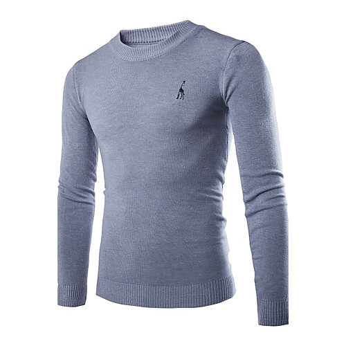 

Men's Solid Colored Pullover Cotton Long Sleeve Regular Sweater Cardigans Round Neck Winter White Black Wine