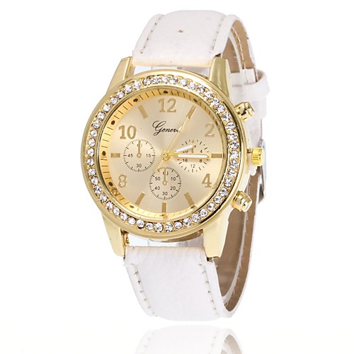 

Women's Wrist Watch Simulated Diamond Watch Diamond Watch Quartz Quilted PU Leather Black / White / Blue Imitation Diamond Analog Ladies Charm Casual Elegant Dress Watch - Blue Pink Light Blue