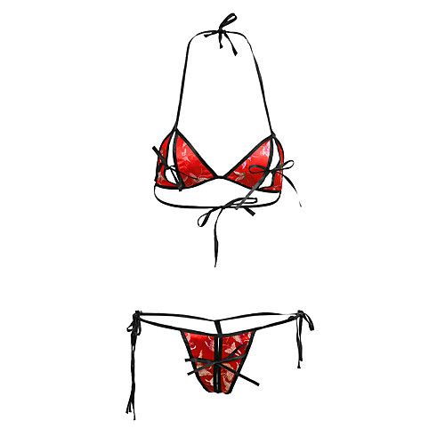 

Women's Bra & Panty Set Strapped 3/4 Cup Jacquard Red