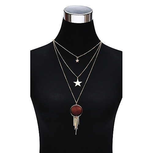 

Women's Lasso Necklace Layered Necklace - Crystal Gold / Multi Layer