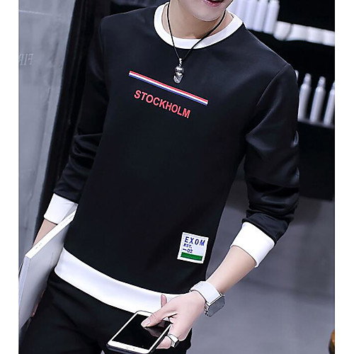

Men's Sweatshirt Graphic Text Letter Round Neck Daily Weekend Hoodies Sweatshirts Long Sleeve Blushing Pink Gray White / Fall