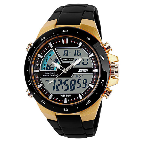 

SKMEI Men's Sport Watch Digital Watch Digital Black Casual Watch Cool Analog - Digital Casual - Gold Black