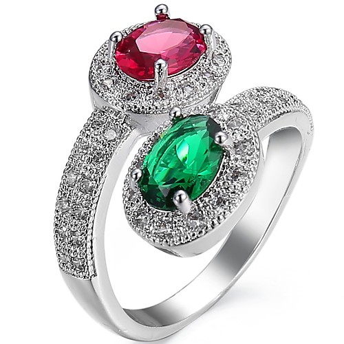 

Band Ring Cubic Zirconia Halo Blue Green Zircon Copper 6 7 8 9 10 / Women's / Women's / Knuckle Ring / Engagement Ring
