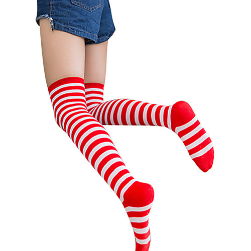 

Sexy Lolita Vacation Dress Socks / Long Stockings Black / White Black / Red Red / White Striped Cotton Lolita Accessories