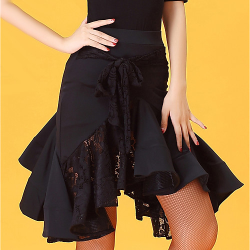 

Latin Dance Skirts Lace Ruffles Women's Performance High Ice Silk