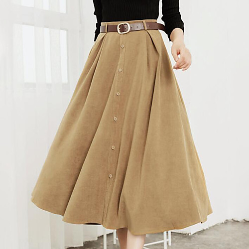 

Women's Daily Swing Skirts Solid Colored Black Blue Khaki