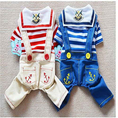 

Dog Jumpsuit Puppy Clothes Stripes Cosplay Dog Clothes Puppy Clothes Dog Outfits Red Blue Costume for Girl and Boy Dog Cotton XS S M L XL