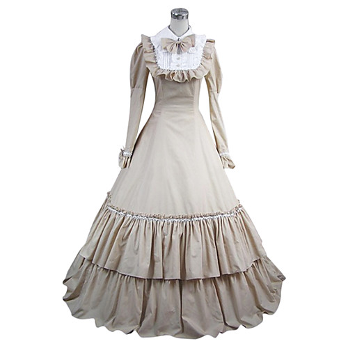 

Maria Antonietta Medieval Vacation Dress Dress Party Costume Masquerade Prom Dress Women's Cotton Costume White Vintage Cosplay Long Sleeve Floor Length