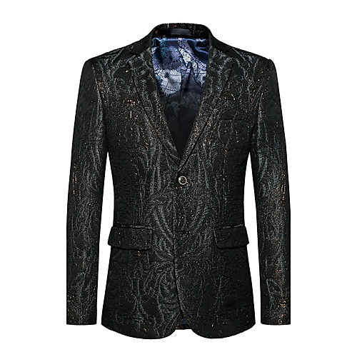 

Men's Blazer Party Daily Going out Active Sophisticated Solid Colored Regular Fit Cotton / Polyester Men's Suit Black - Notch lapel collar / Fall / Winter / Long Sleeve