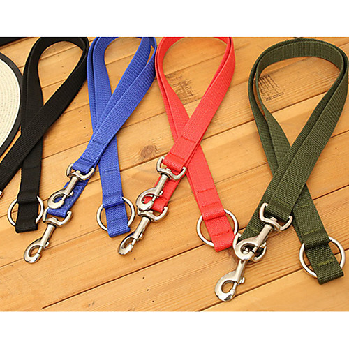 

Dog Double Dog Leash Portable Solid Colored Nylon Black Red Blue Green