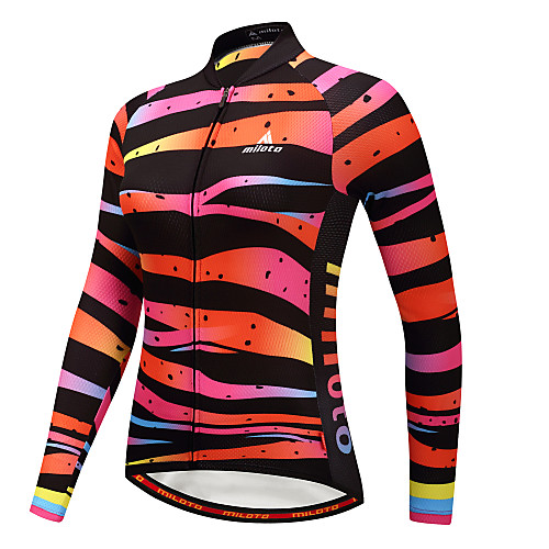 

Miloto Women's Long Sleeve Cycling Jersey Winter Camouflage Rainbow Plus Size Bike Jersey Top Mountain Bike MTB Road Bike Cycling Back Pocket Sports Clothing Apparel / Stretchy