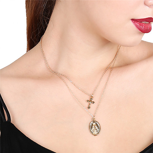 

Women's Choker Necklace Pendant Necklace Cross Cross Copper Alloy Gold Silver Necklace Jewelry For Party Festival