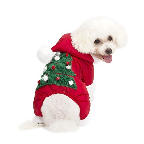 

Dog Hoodie Jumpsuit Winter Dog Clothes Red Costume Fabric Floral Botanical Casual / Daily Keep Warm Christmas XS S M L XL XXL