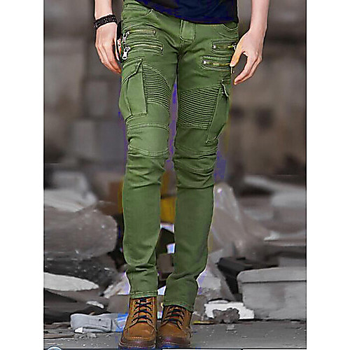 

Men's Punk & Gothic Military Slim Daily Sports Sweatpants Tactical Cargo Pants Solid Colored Full Length Black Army Green