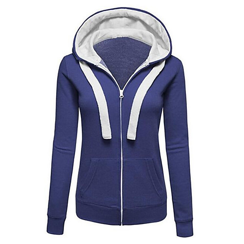 

Women's Hoodie Zip Up Hoodie Sweatshirt Solid Colored Color Block Zip Up Daily Going out Streetwear Hoodies Sweatshirts Cotton Oversized Blue Gray Green