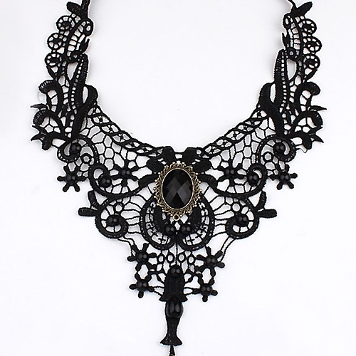 

Women's Cubic Zirconia Choker Necklace Classic Gothic Fashion Lace Alloy Black Necklace Jewelry For Party Stage